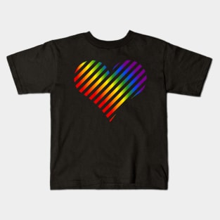 Rainbow LGBT Heart on dark Background Kids T-Shirt